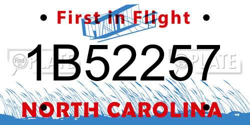 1B52257 North Carolina License Plate