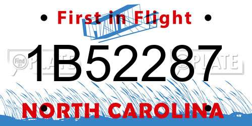1B52287 North Carolina License Plate