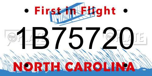 1B75720 North Carolina License Plate