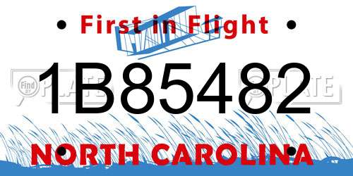 1B85482 North Carolina License Plate