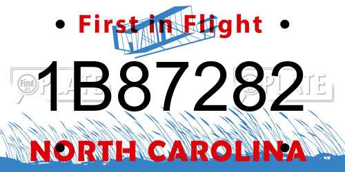 1B87282 North Carolina License Plate