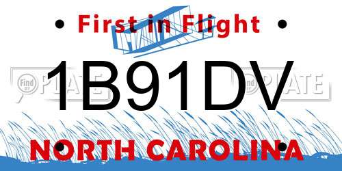 1B91DV North Carolina License Plate