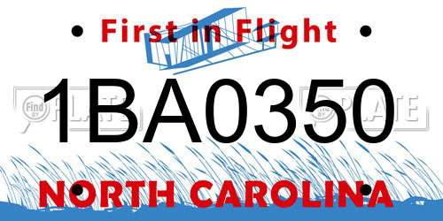 1BA0350 North Carolina License Plate