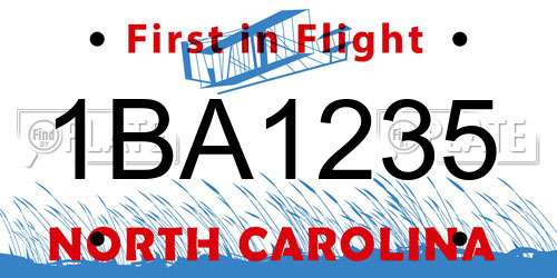 1BA1235 North Carolina License Plate