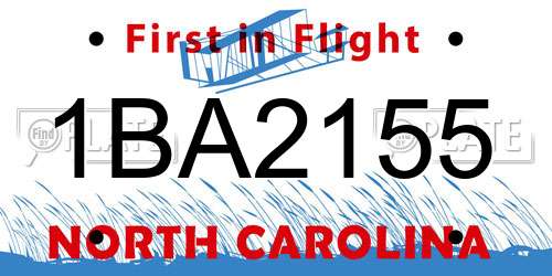 1BA2155 North Carolina License Plate