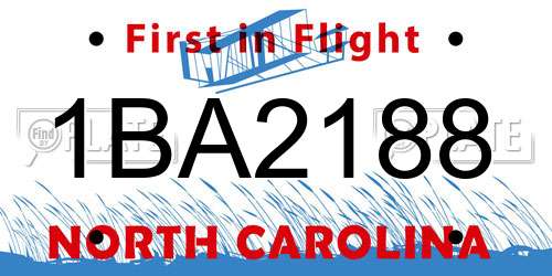 1BA2188 North Carolina License Plate