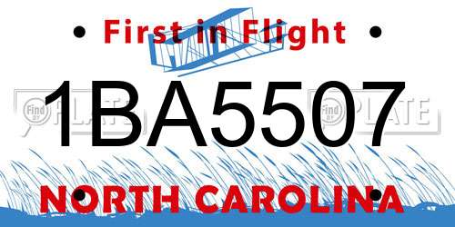 1BA5507 North Carolina License Plate