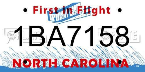 1BA7158 North Carolina License Plate
