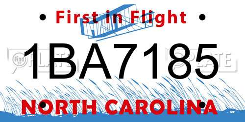 1BA7185 North Carolina License Plate