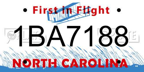 1BA7188 North Carolina License Plate
