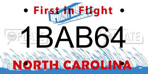 1BAB64 North Carolina License Plate