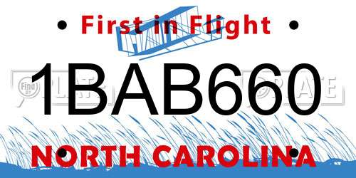 1BAB660 North Carolina License Plate