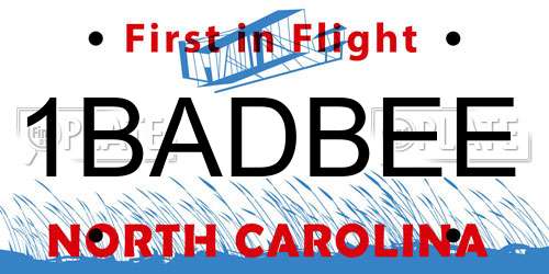 1BADBEE North Carolina License Plate