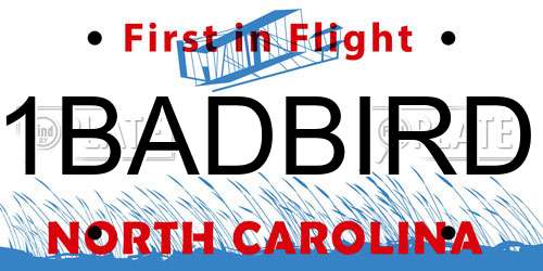 1BADBIRD North Carolina License Plate