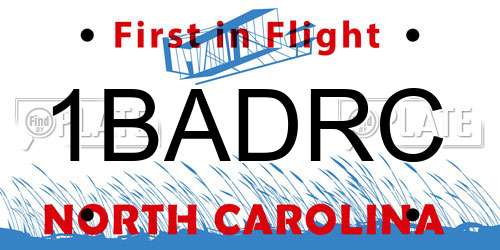 1BADRC North Carolina License Plate