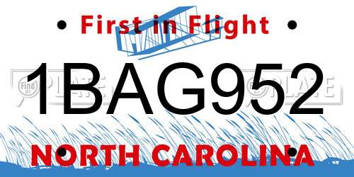 1BAG952 North Carolina License Plate