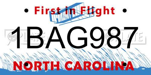 1BAG987 North Carolina License Plate