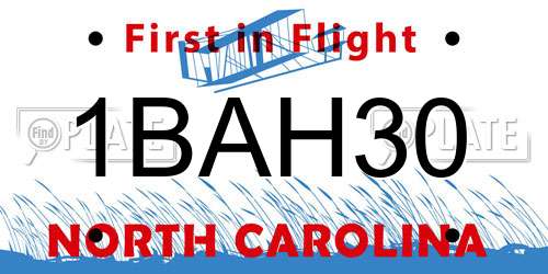 1BAH30 North Carolina License Plate