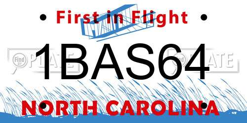 1BAS64 North Carolina License Plate