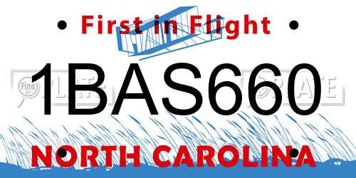 1BAS660 North Carolina License Plate