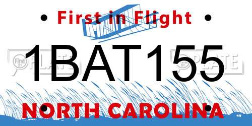 1BAT155 North Carolina License Plate