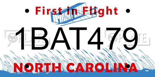 1BAT479 North Carolina License Plate