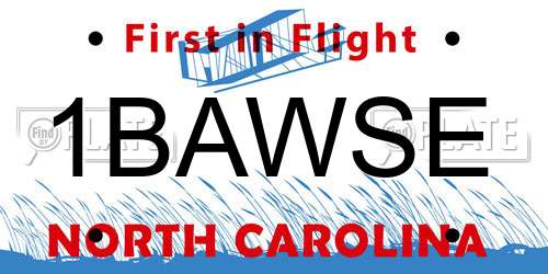 1BAWSE North Carolina License Plate