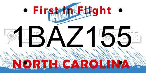 1BAZ155 North Carolina License Plate