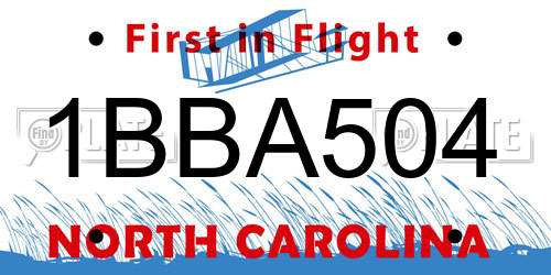 1BBA504 North Carolina License Plate