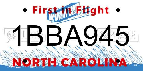 1BBA945 North Carolina License Plate