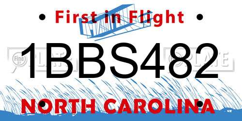 1BBS482 North Carolina License Plate