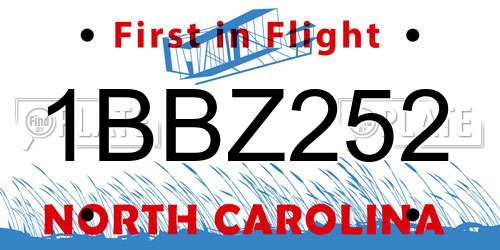1BBZ252 North Carolina License Plate