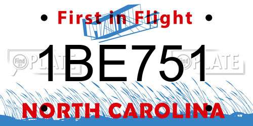 1BE751 North Carolina License Plate