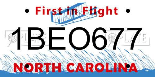 1BEO677 North Carolina License Plate