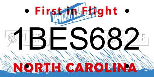 1BES682 North Carolina License Plate