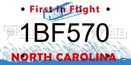 1BF570 North Carolina License Plate