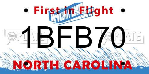 1BFB70 North Carolina License Plate