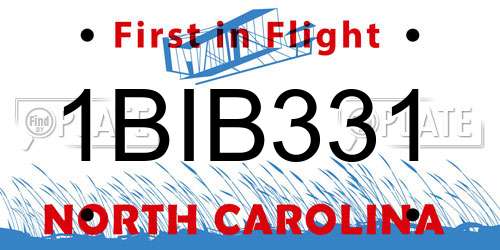 1BIB331 North Carolina License Plate