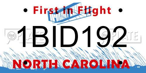 1BID192 North Carolina License Plate