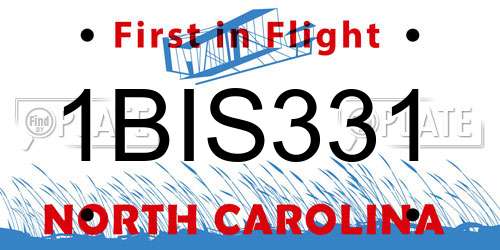 1BIS331 North Carolina License Plate