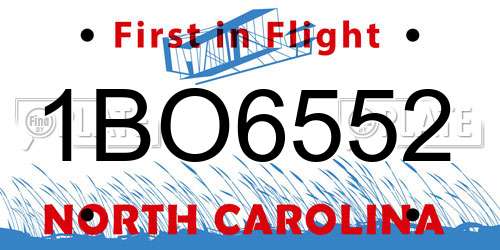 1BO6552 North Carolina License Plate