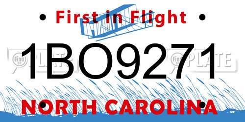 1BO9271 North Carolina License Plate