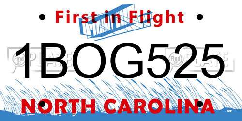 1BOG525 North Carolina License Plate