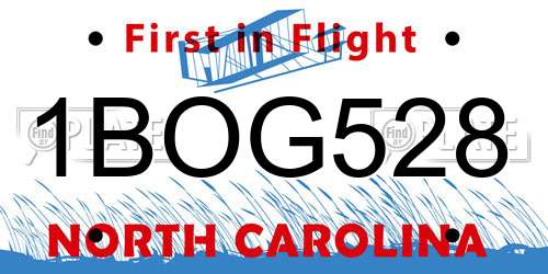 1BOG528 North Carolina License Plate