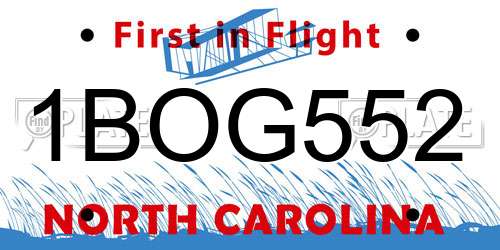 1BOG552 North Carolina License Plate