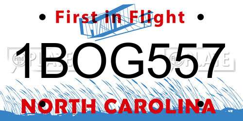 1BOG557 North Carolina License Plate