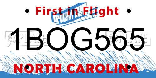 1BOG565 North Carolina License Plate