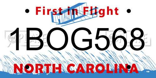1BOG568 North Carolina License Plate