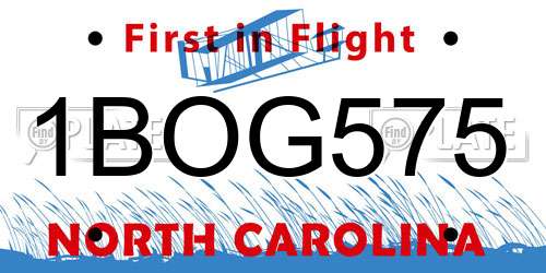 1BOG575 North Carolina License Plate