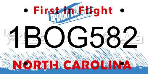 1BOG582 North Carolina License Plate